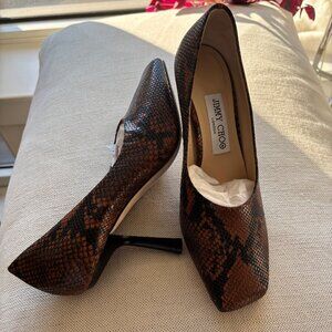 Sz6 NEW Jimmy Choo Marcela 85 Snake Print Pumps - EU Size 36.5